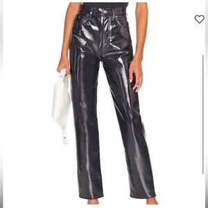 NWT AGOLDE Recycled Leather 90’s Pinch Waist Jeans in Shadow Patent